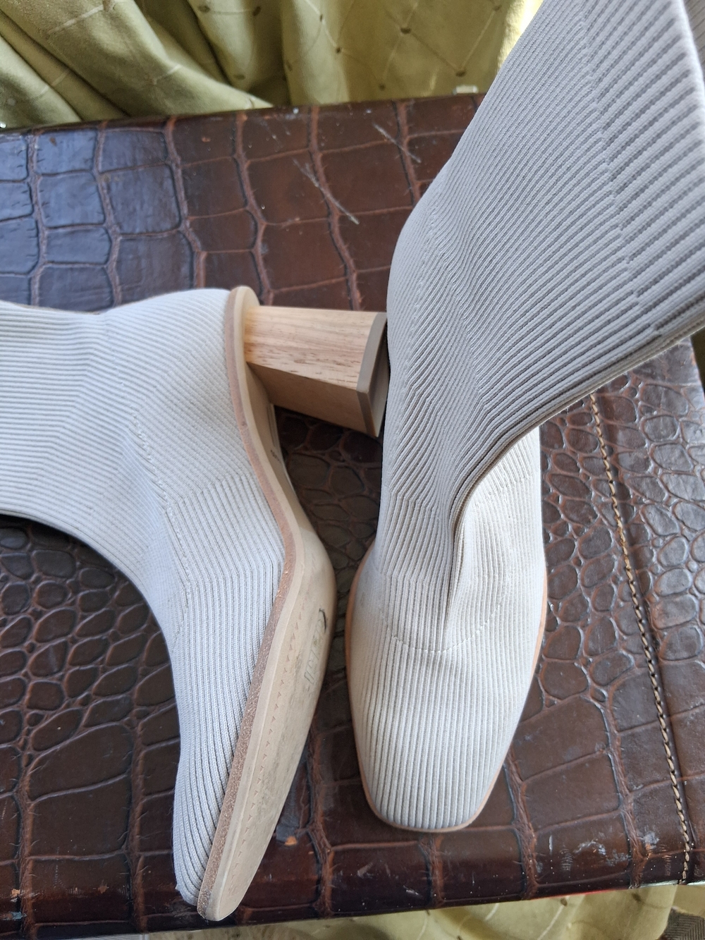 DOLCE VITA Cream Ribbed Knit Sock Boots - Picture 2 of 5